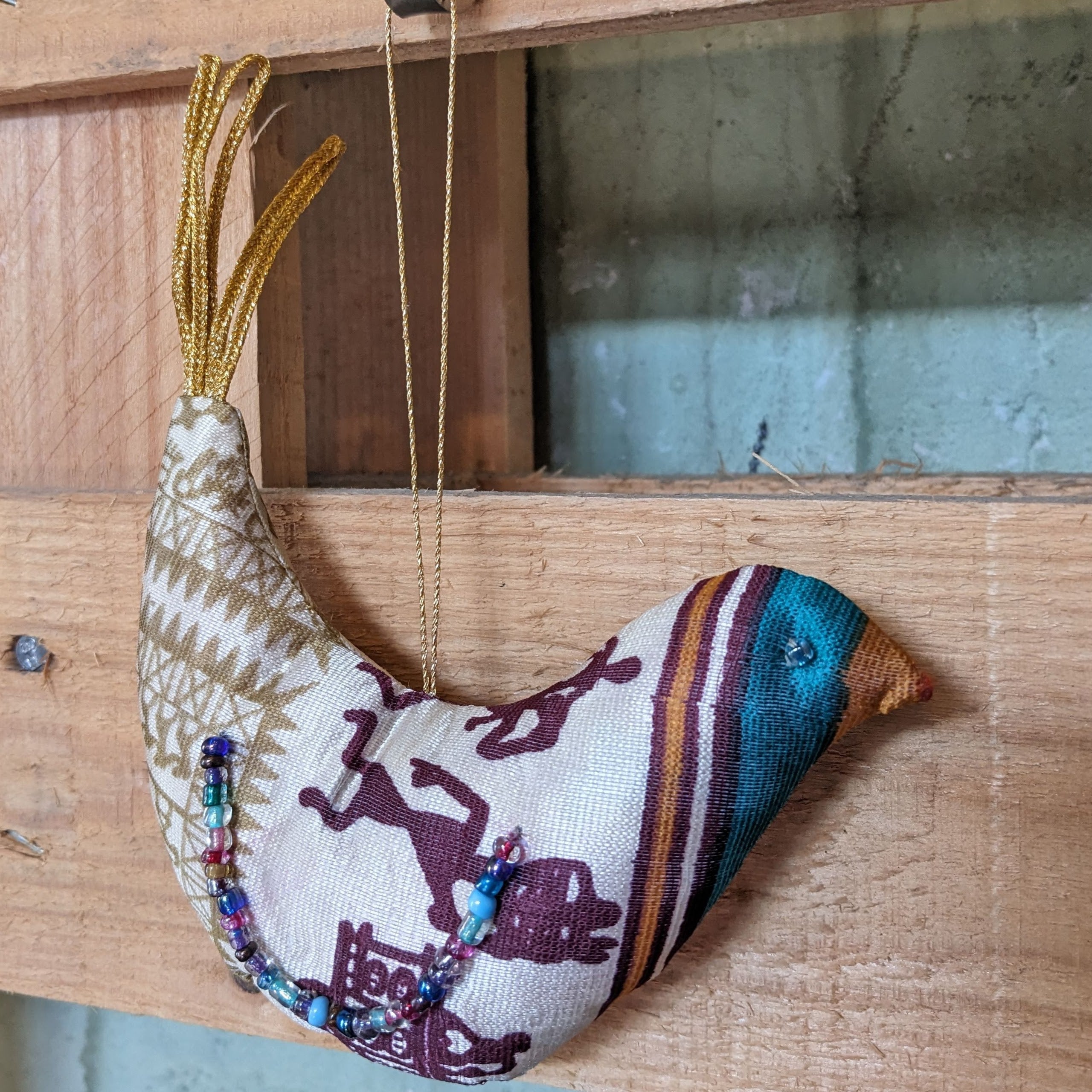 Upcycled Saree Bird Ornaments
