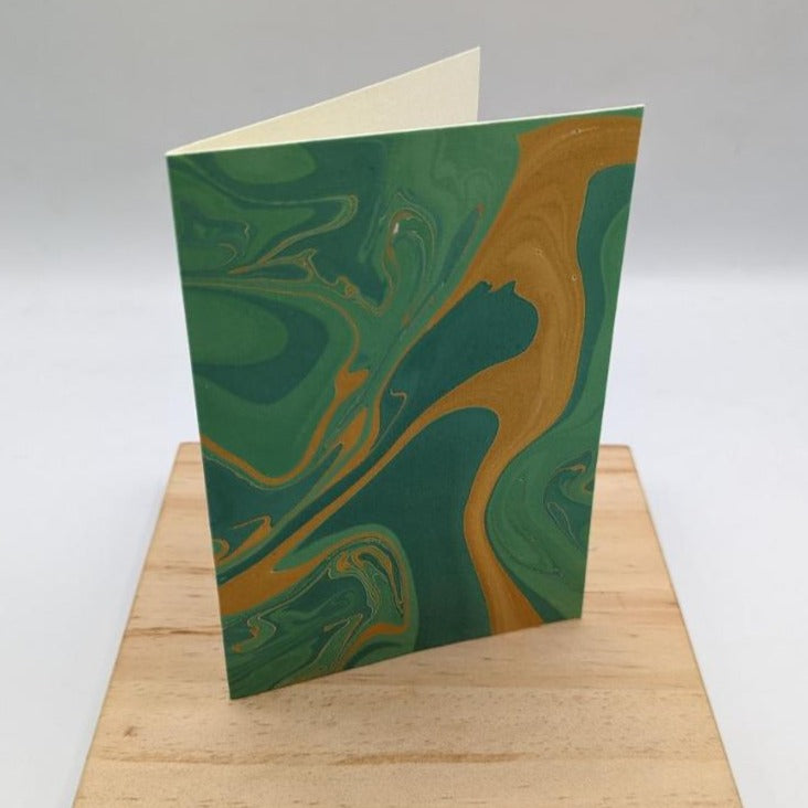 Jade & Gold Marbled Greeting Card