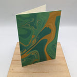 Load image into Gallery viewer, Jade &amp; Gold Marbled Greeting Card
