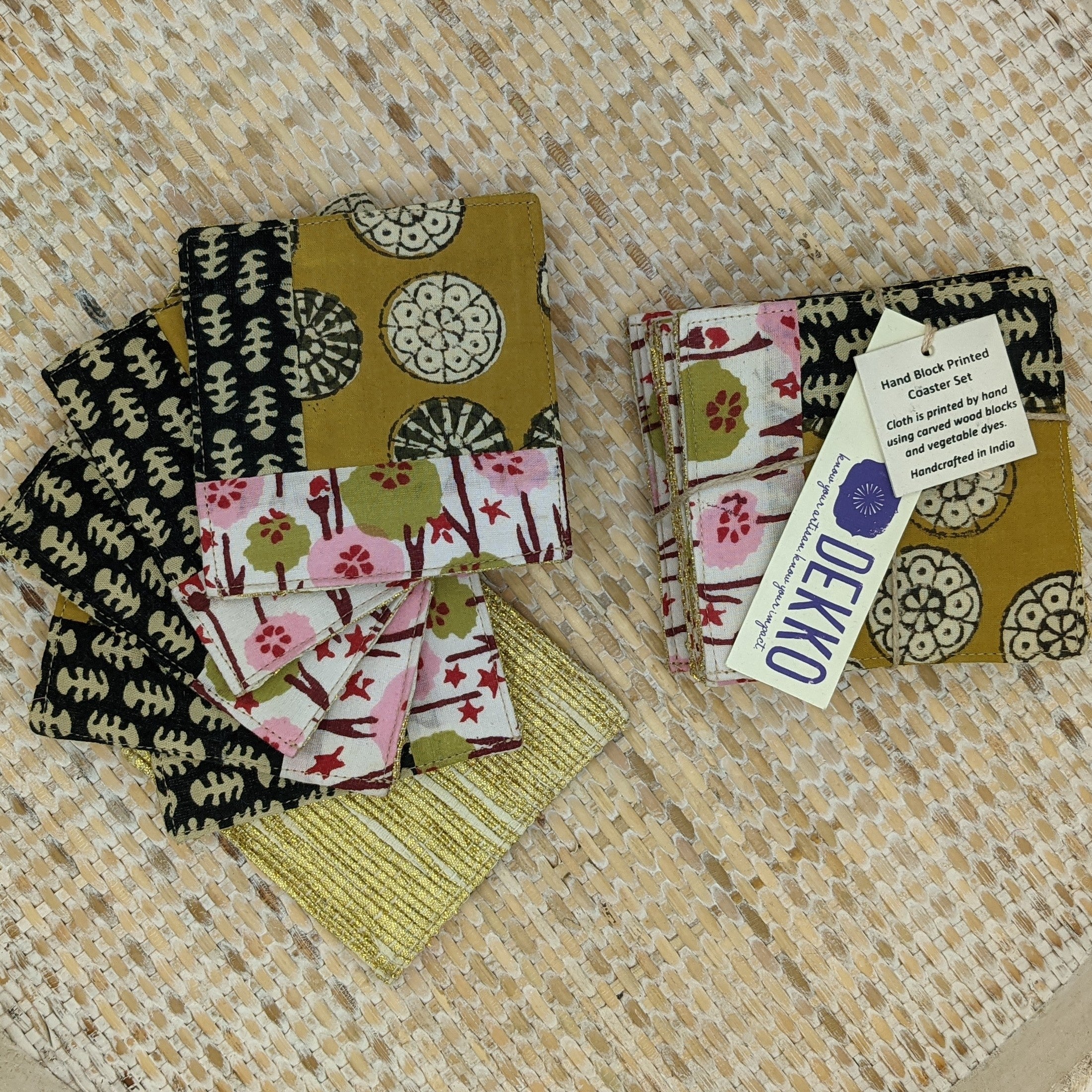 Pink and Harvest Gold Coasters
