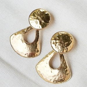 Hammered Brass Pendant Earrings