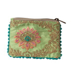 Load image into Gallery viewer, Mint Green and Turquoise Embroidered Change Purse
