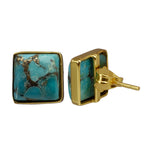 Load image into Gallery viewer, Crushed Turquoise &amp; Copper Studs
