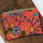 Load image into Gallery viewer, Vivid Coral &amp; Purple Embroidered Change Purse
