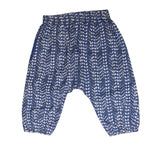 Load image into Gallery viewer, Blue and white patterned pants on a white background
