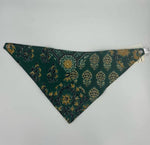 Load image into Gallery viewer, Green patterned bandana bib on a white background
