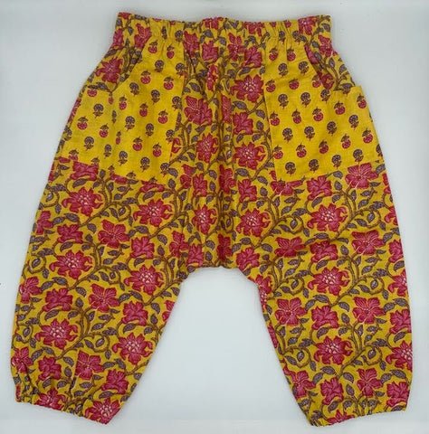 Yellow and Pink Floral Harem Pants