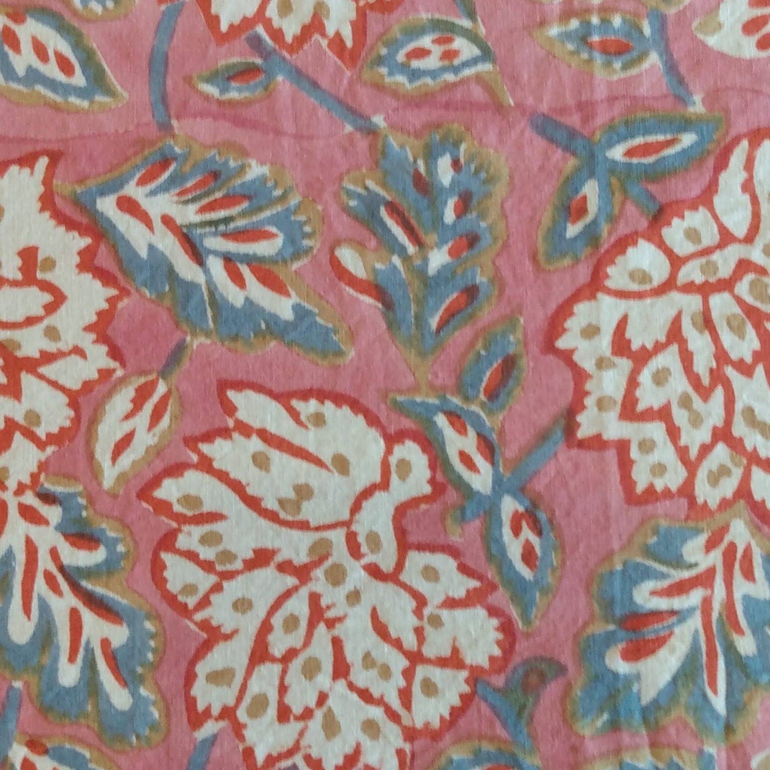 Pink Floral Blockprint Tablecloth