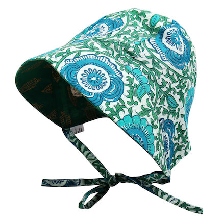 Green Floral Baby Bonnet