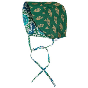 Green Floral Baby Bonnet