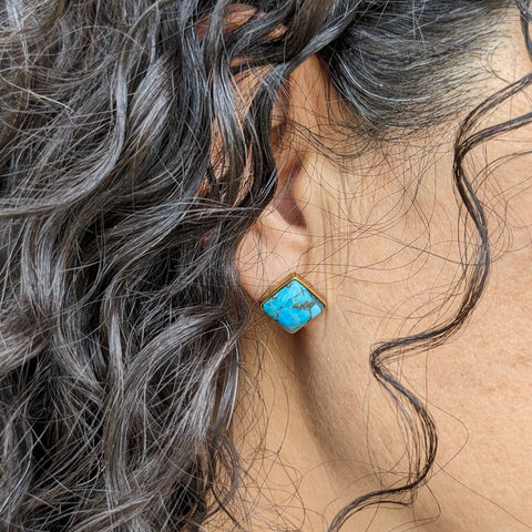 Crushed Turquoise & Copper Studs