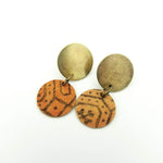 Load image into Gallery viewer, Brass + Saree Disc Earrings
