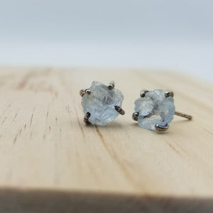 Raw Aquamarine Studs