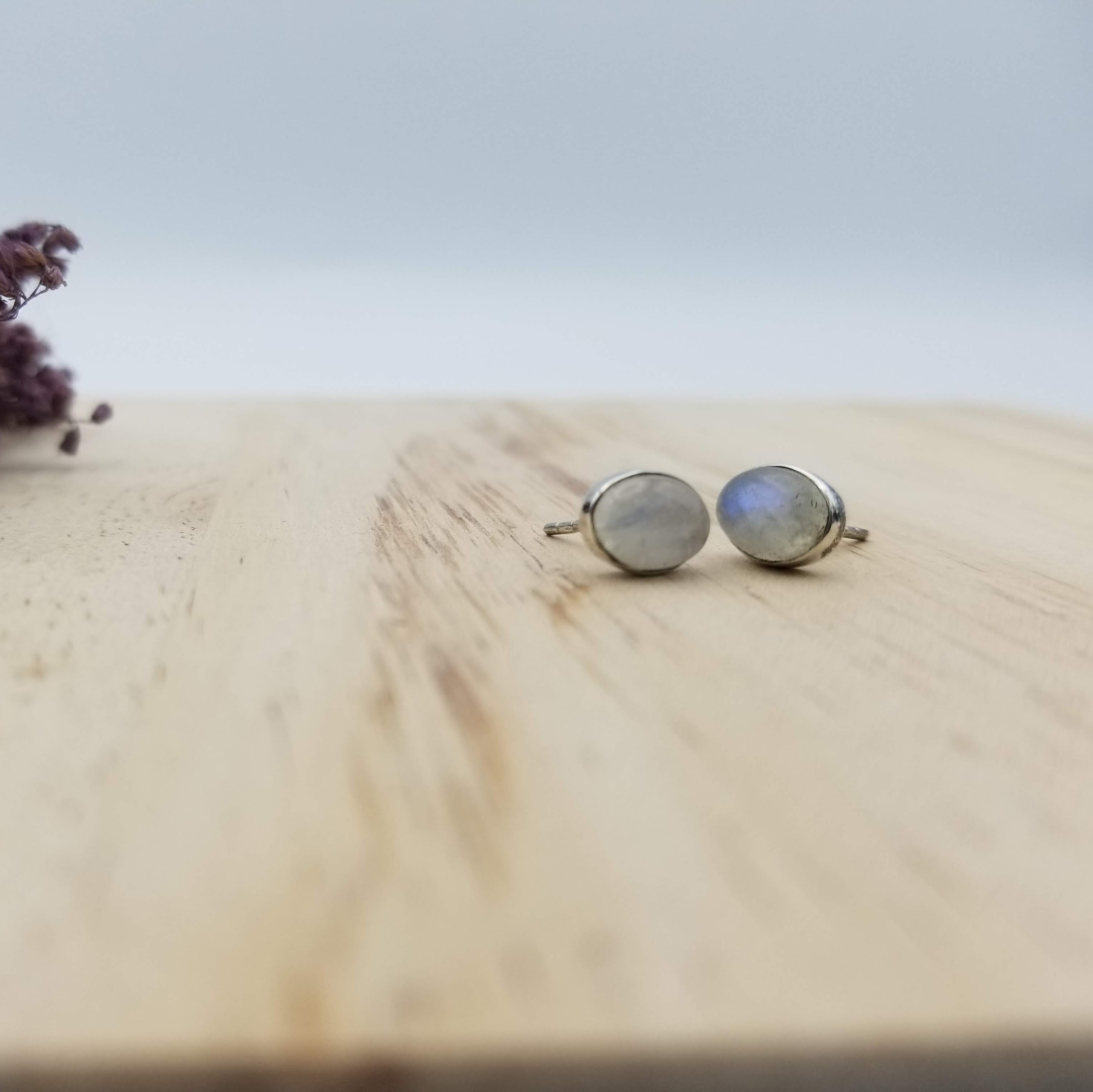 Sterling and Oval Stone Studs