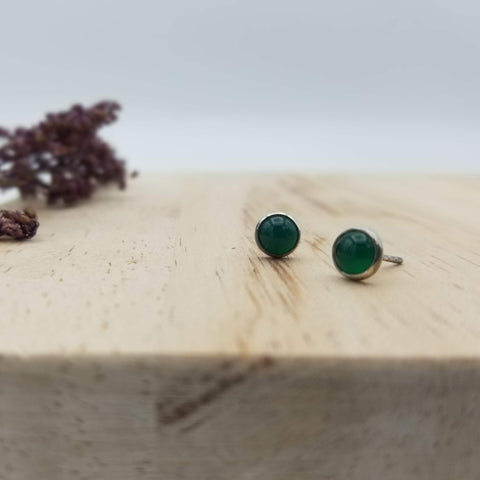 Sterling and Round Stone Studs