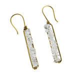 Load image into Gallery viewer, Brass and Glass Pebble Earrings
