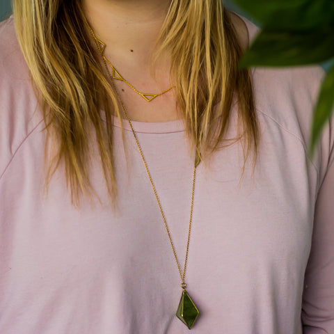 Double Pyramid Vessonite Necklace
