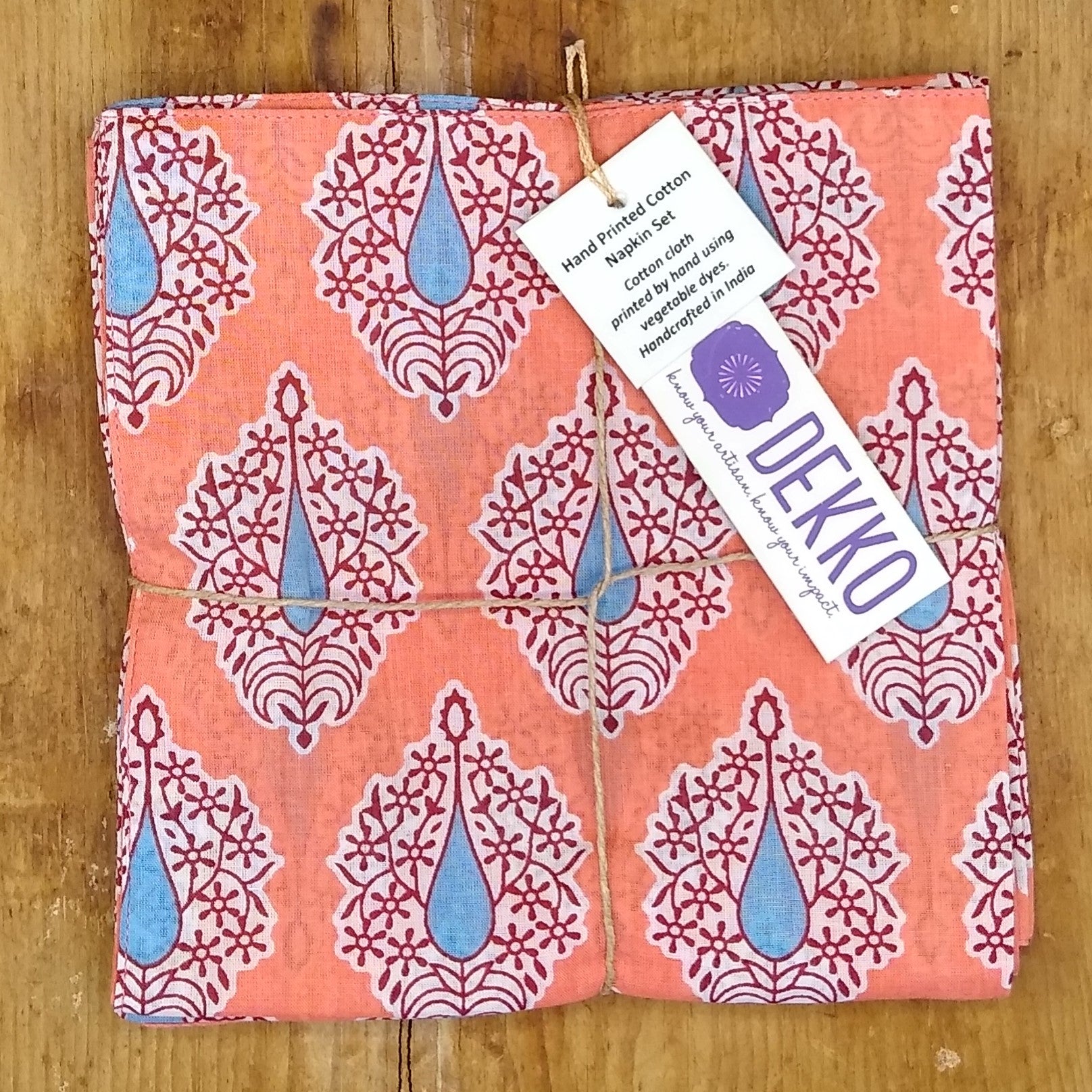 Napkin Set: Blue Teardrop Coral