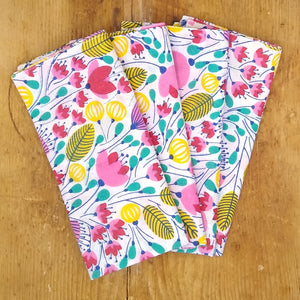 Napkin Set: White with Spring Flowers