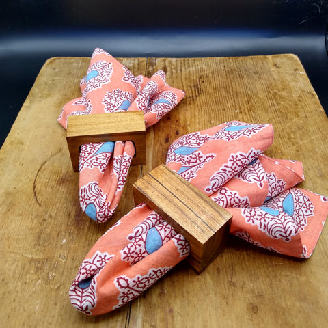 Napkin Set: Blue Teardrop Coral