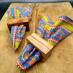 Load image into Gallery viewer, Napkin Set: Indigo &amp; Avocado Stripes
