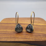 Load image into Gallery viewer, Black Rutile Triangle Earrings
