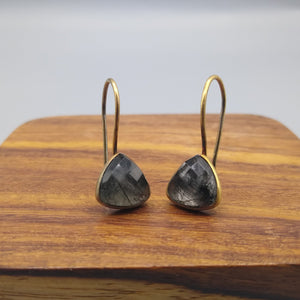 Black Rutile Triangle Earrings