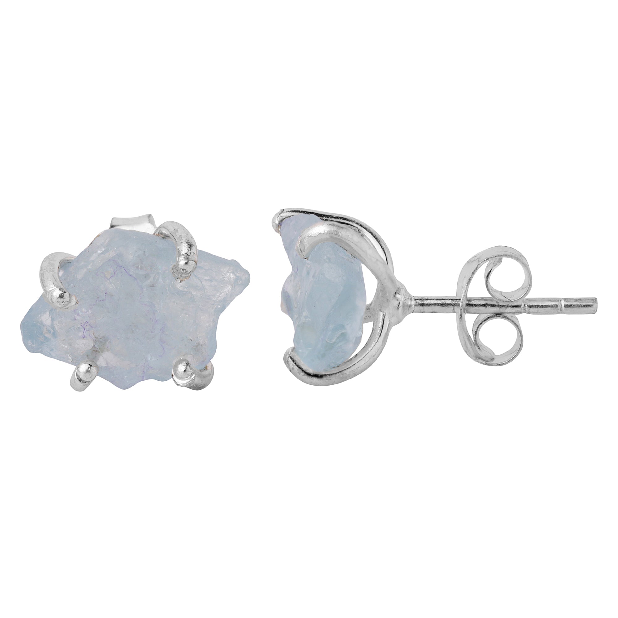 Raw Aquamarine Studs