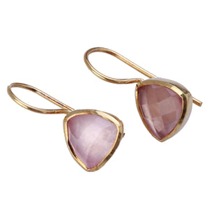 Rose Quartz Triangle Earrings