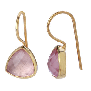 Rose Quartz Triangle Earrings
