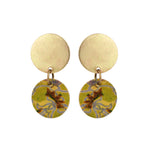 Load image into Gallery viewer, Brass + Saree Disc Earrings

