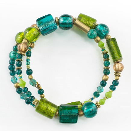 Green & Turquoise Spiral Bracelet