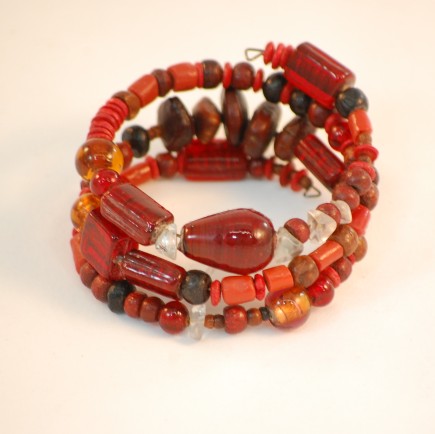Red Wood Spiral Bracelet