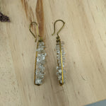Load image into Gallery viewer, Brass and Glass Pebble Earrings
