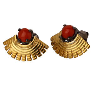 Coral Stone Fan Earrings