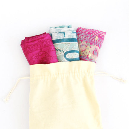 Upcycled Vintage Saree Silk Scarves - Three Pack