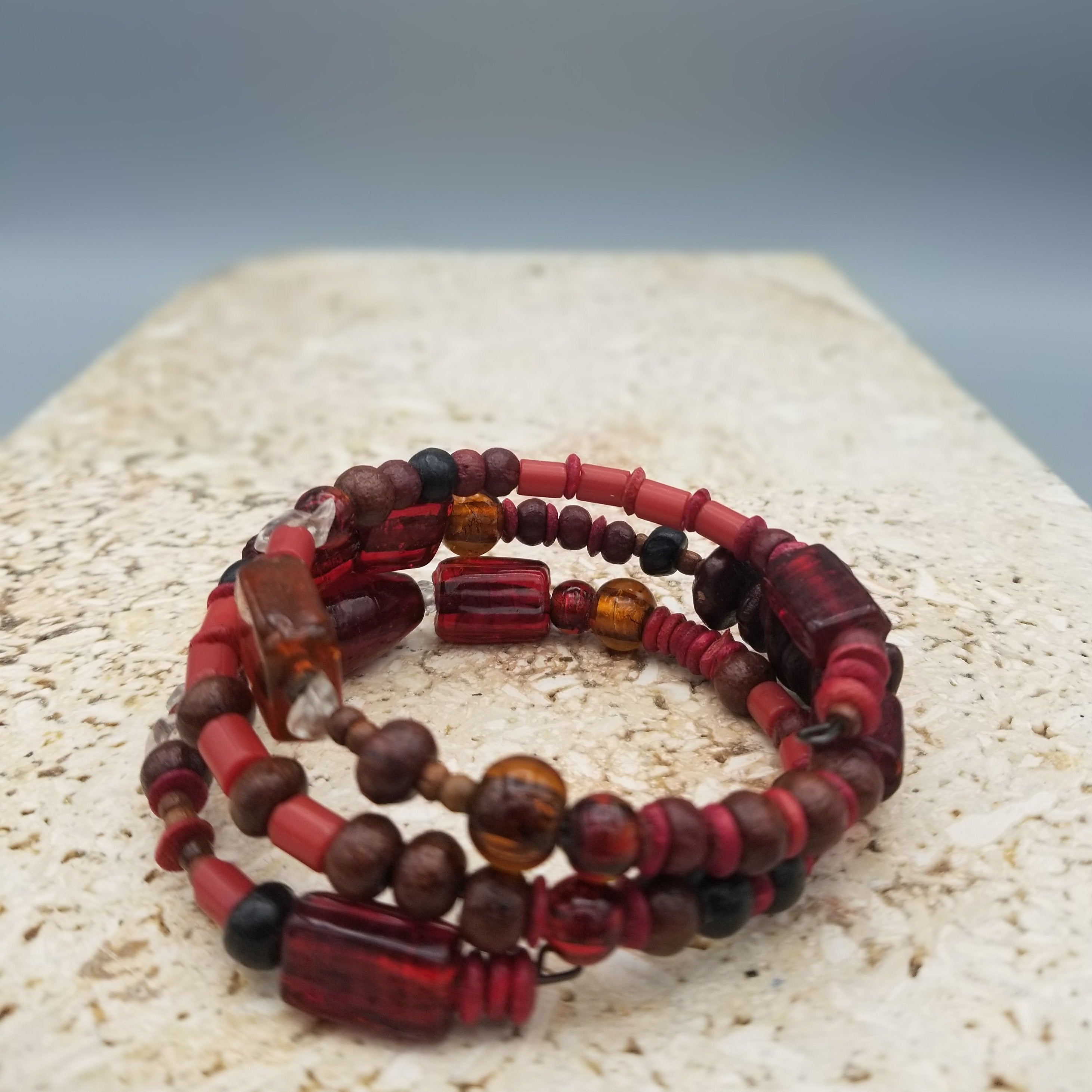 Red Wood Spiral Bracelet